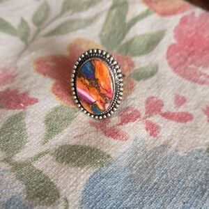 Colorful Oval Stone Ring